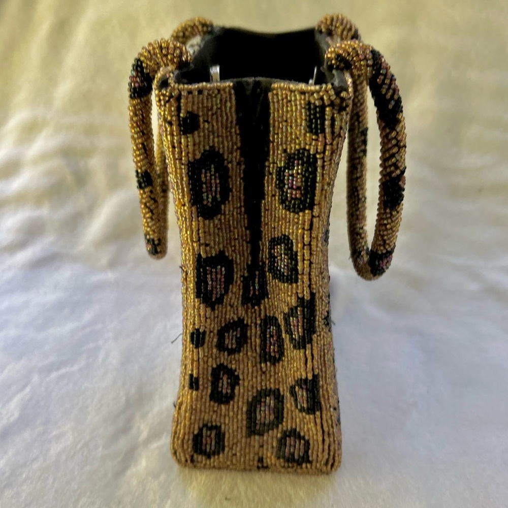 Vintage Christiana Leopard Print Beaded Handbag Purse - Picture 7 of 16
